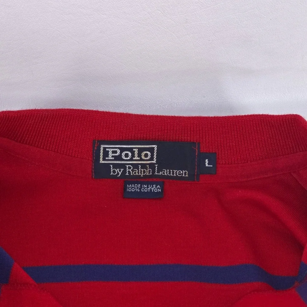 Vintage Ralph Lauren Polo Shirt Men Large Short Sleeve Striped 90s Old Money Y2K
